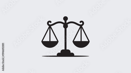 A black silhouette of a balance scale on a plain background, symbolizing justice and equality.