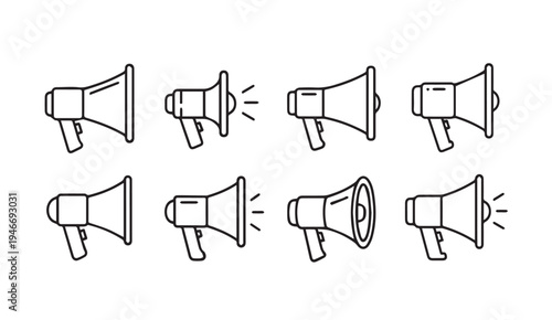 Megaphone Icon Set Different Styles Announcement Communication Concept