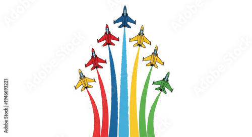 Colorful Fighter Jets Soaring High.