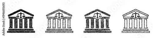 Sketch courthouse icon design set