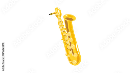 Golden saxophone musical instrument illustration in flat style