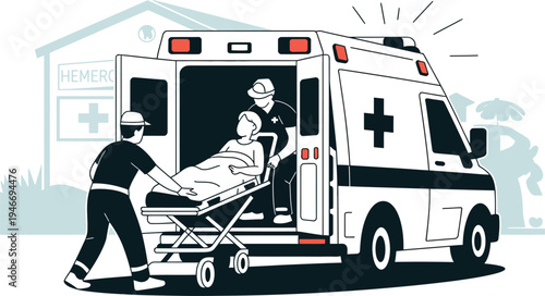 Ambulance Emergency Paramedic Patient Hospital Stretcher Rescue Healthcare Transport Siren