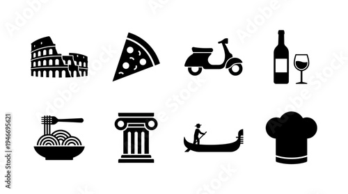 Italian Culture Vector – Cuisine, Architecture, Landmarks, Heritage Symbols Graphic