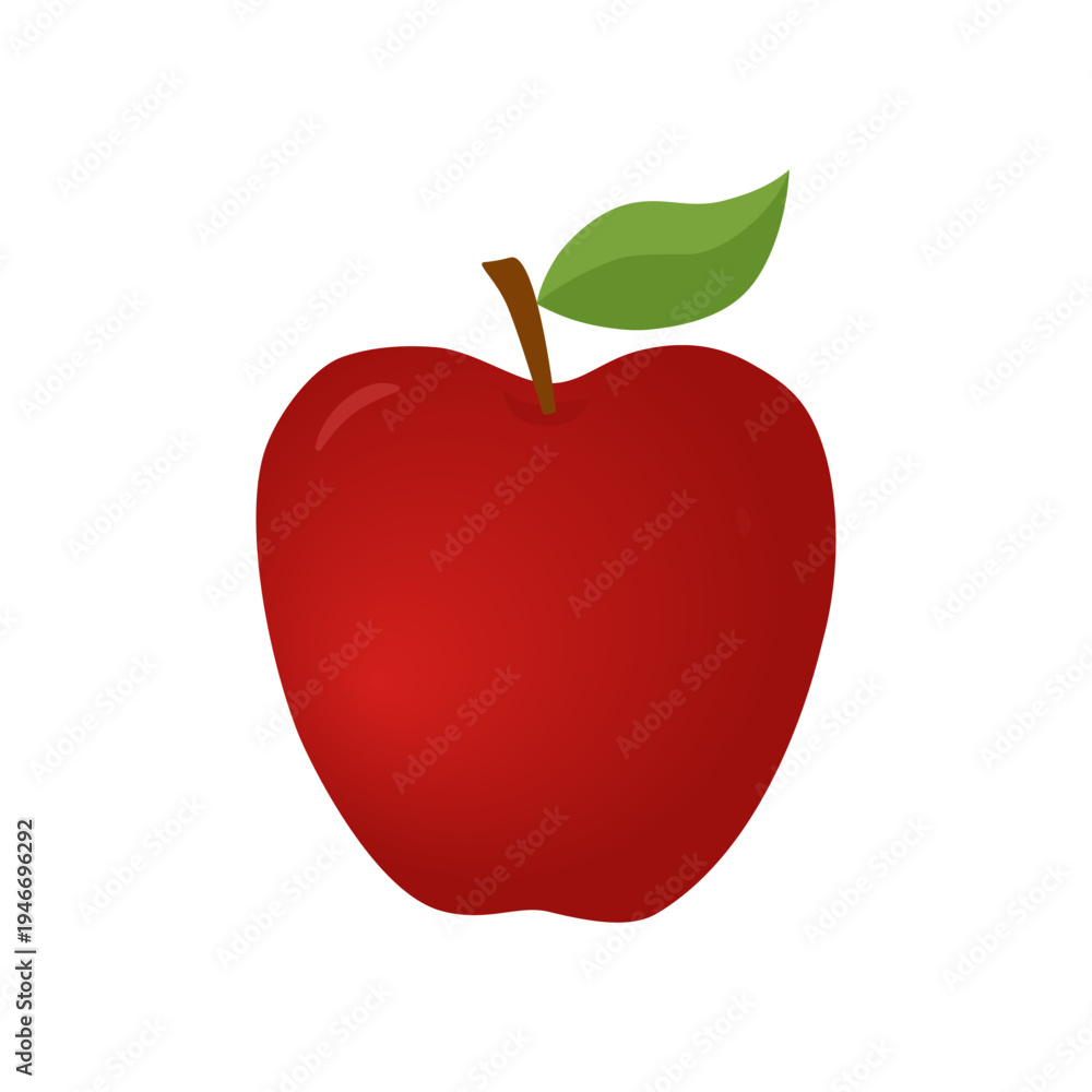Fototapeta premium Red apple fruit illustration isolated on white background