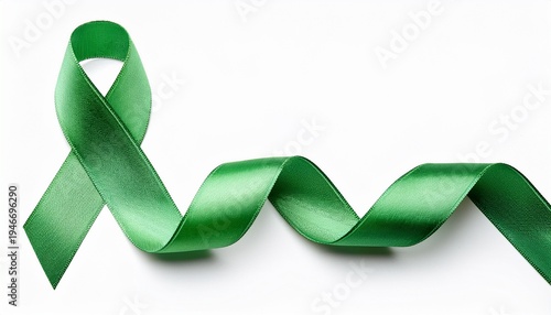 green awareness ribbon isolated on white background
