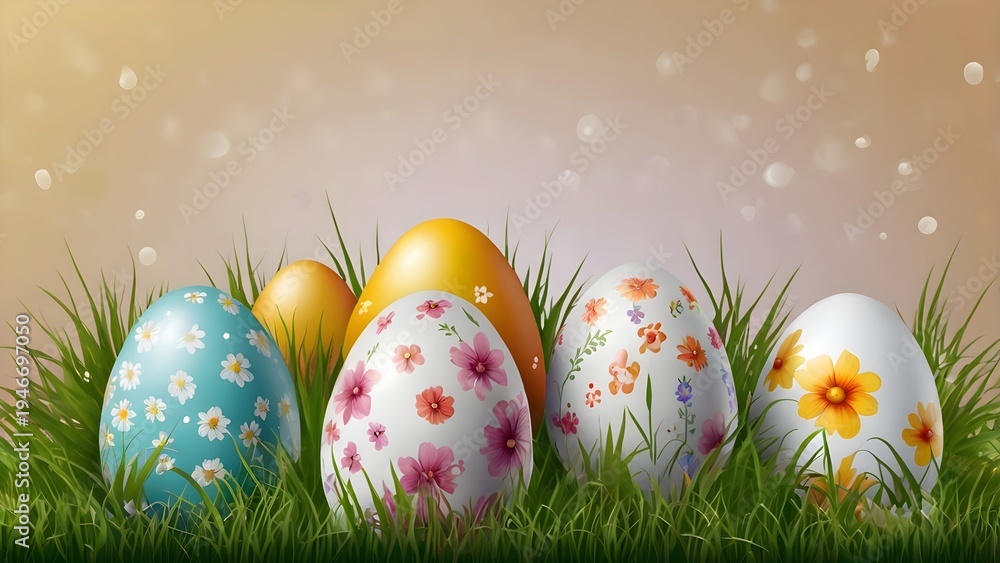Fototapeta premium easter eggs in grass