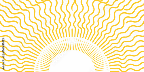 Abstract yellow lines radiating from a central curved point