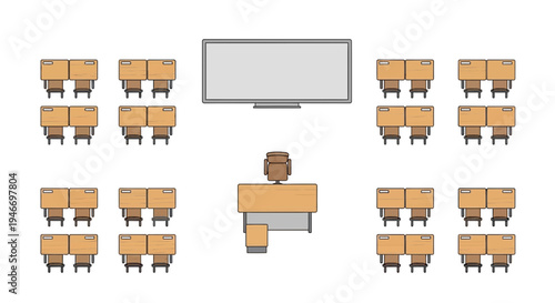 Set of 29 classroom furniture icons vector