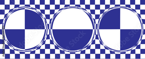 vector of panorama of blue and white chessboard background. pattern for fashion, border, cloth, flag, wrapping paper, cover skin, table cloth, scene. flag. vector illustration