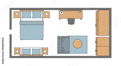 Vector floor plan with furniture, interior layout blueprint