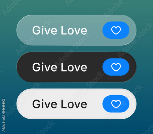 Give love button set for call to action design