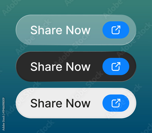 Share now button set for call to action design