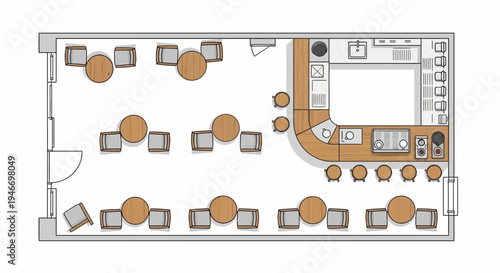 Vector office layout with furniture and meeting spaces