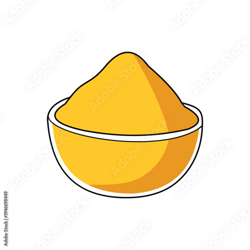 Turmeric powder in a bowl vector illustration