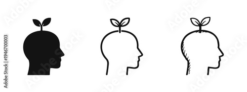 Mind Growth and Idea Development Icon Set - Creative Thinking and Learning Concepts.