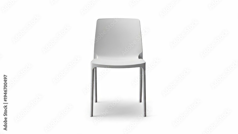 Obraz premium Modern White Plastic Dining Chair Isolated on White Background Studio Shot.jpg