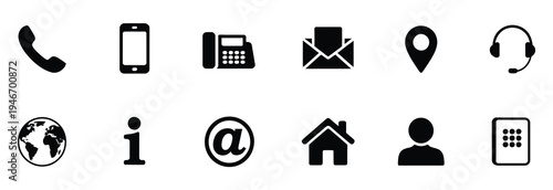 Set of contact icons, modern flat design set for customer service, contact us pages, online communication