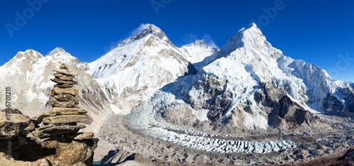 Vászonkép Mount Everest Nuptse Lhotse peak Nepal Himalaya mountain