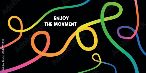 Vibrant multicolored swirls with inspirational phrase on black background