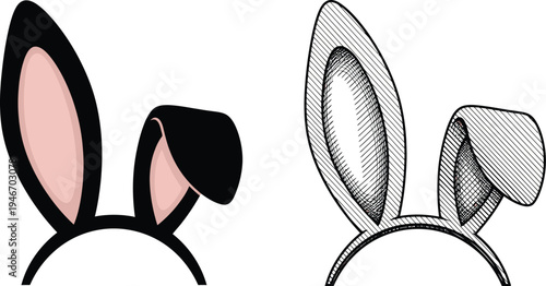 Bunny ears vector. Bunny ear headbands often used for Easter costumes or photo booth props. 