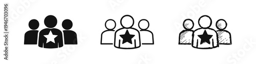 Set of Top Talent Team or VIP Group Icons with Star