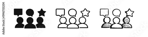 Set of Customer Feedback and Rating Icons with Speech Bubbles and Star
