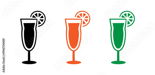 Colorful cocktails with garnishes in elegant glasses