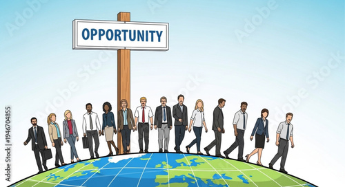 Diverse People Walking Opportunity.