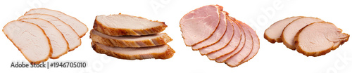 Various cuts of tender sliced cooked meats, including turkey breast and ham, ready to serve.