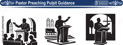 Pastor Preaching from Pulpit, Concept of Spiritual Guidance, Faith and Religious Teaching