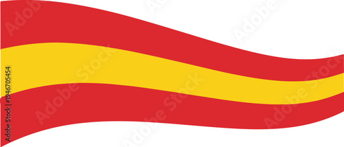 Waving spanish flag with red and yellow horizontal stripes isolated on white background