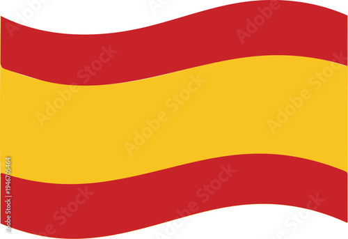 Flag of spain waving isolated on white background with red and yellow stripes