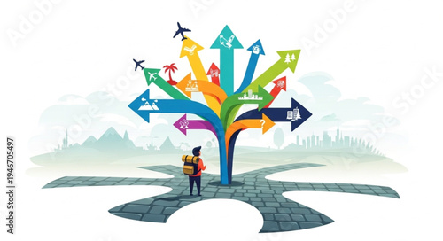 Couple Looking at Directional Tree.