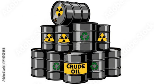 Crude Oil Barrels Stacked.