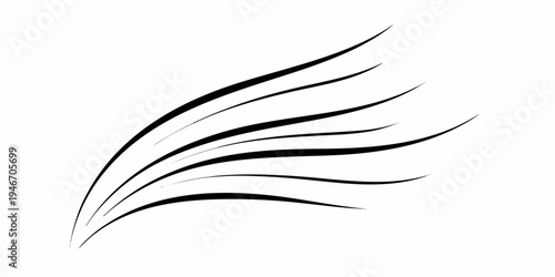 Abstract black lines forming a sweeping curved design on white