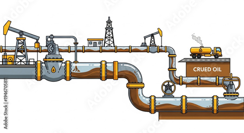 Crude Oil Refinery Pipeline System.