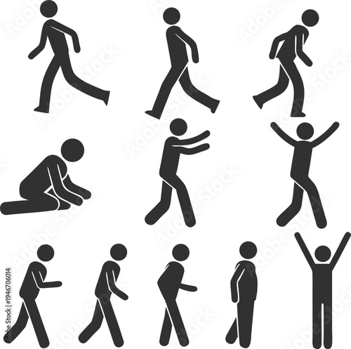set of vector silhouettes of people