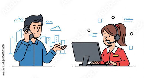 Customer Service Representatives Working.