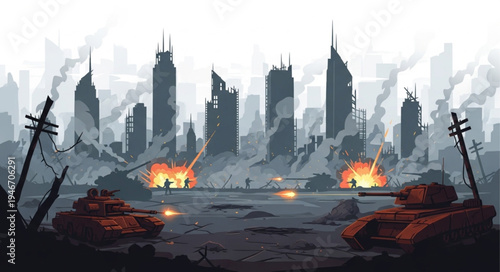 Desolate Cityscape After Dark Disaster.