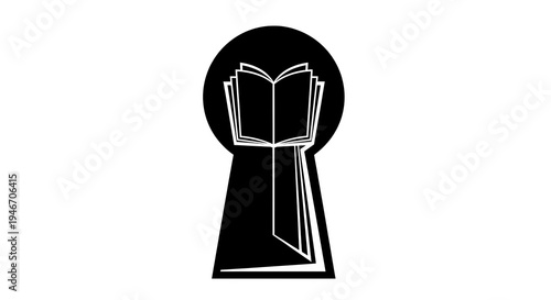 creative book inside keyhole vector icon representing education as the key to success and discovery of knowledge through reading isolated on white background for academic concepts