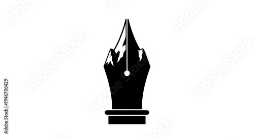 unique fountain pen nib combined with mountain peak vector illustration for creative writing storytelling outdoor journalism and peak performance branding isolated on white background