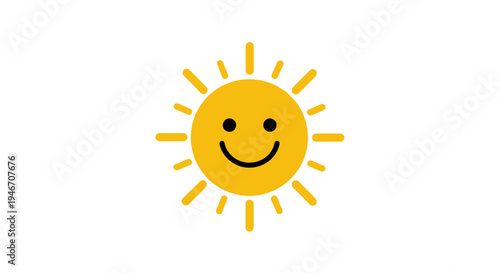 Smiling sun icon on white background.