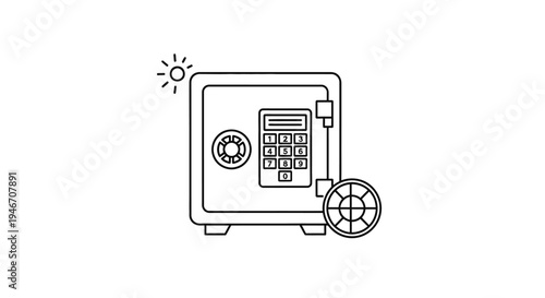Line art illustration of a safe.