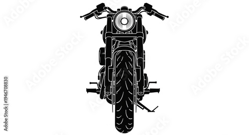 Front view of a classic black motorcycle with chrome details.