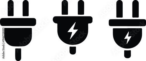 electric plug three icon set vector illustration design 
