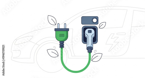 Electric Car Charging Station Plug.