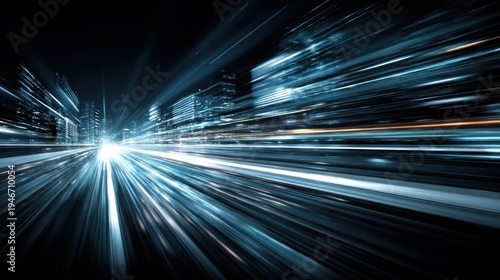 Abstract futuristic city at night