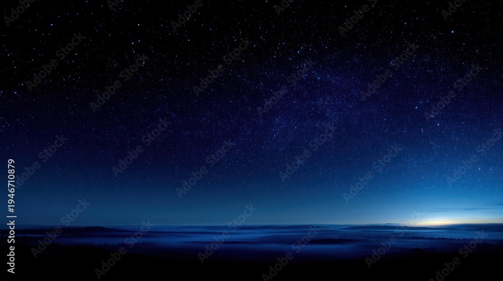 Obraz premium Night sky with stars and illuminated horizon