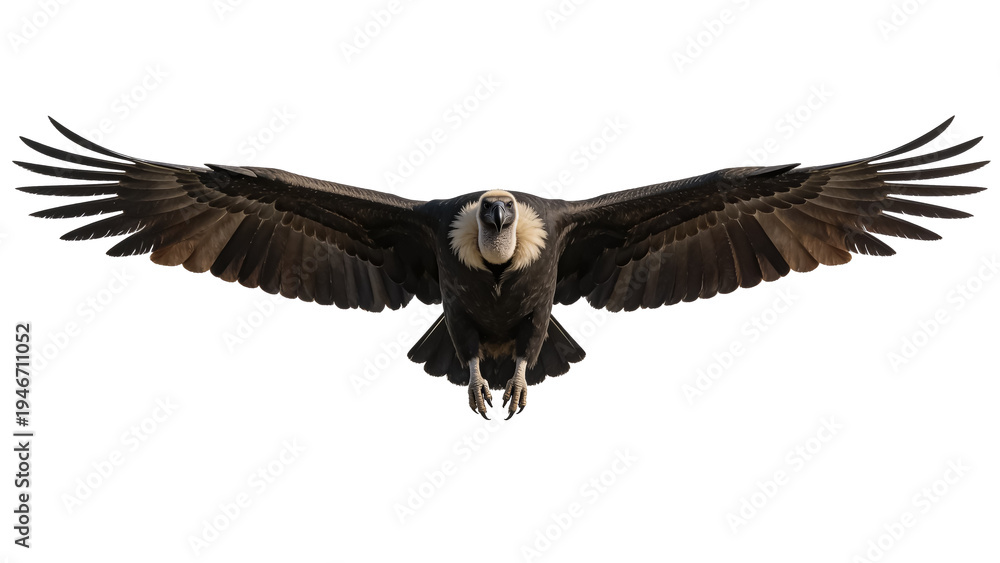 Fototapeta premium Condor In Dramatic Frontal Flight on Transparent Background