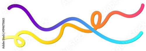 Colorful abstract gradient ribbon wave lines with smooth curves and loops, flowing dynamic stripe elements for modern tech backgrounds, web banners, UI design